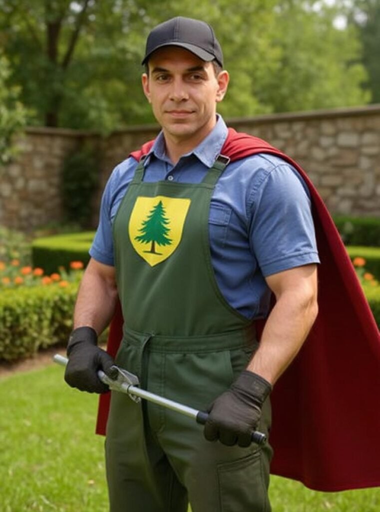 Caricature de Stéphane d’Arexy, le superman du débroussaillage à Peyssies